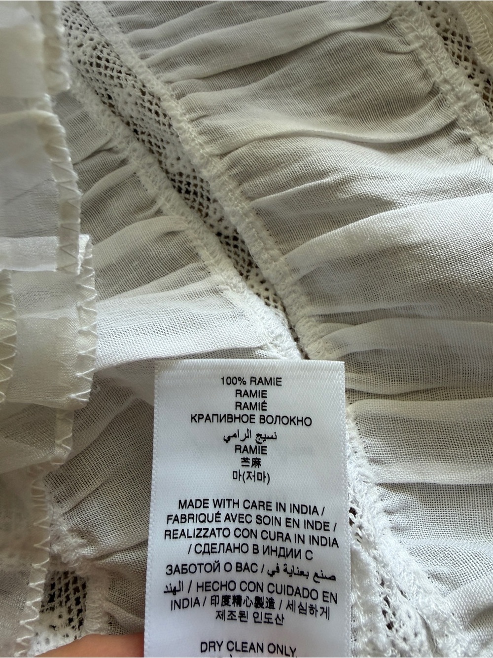 NWT Doen Jacquette Ramie Lace Ruffle Shirred Long Sleeve Mini Dress Salt White - Picture 15 of 16